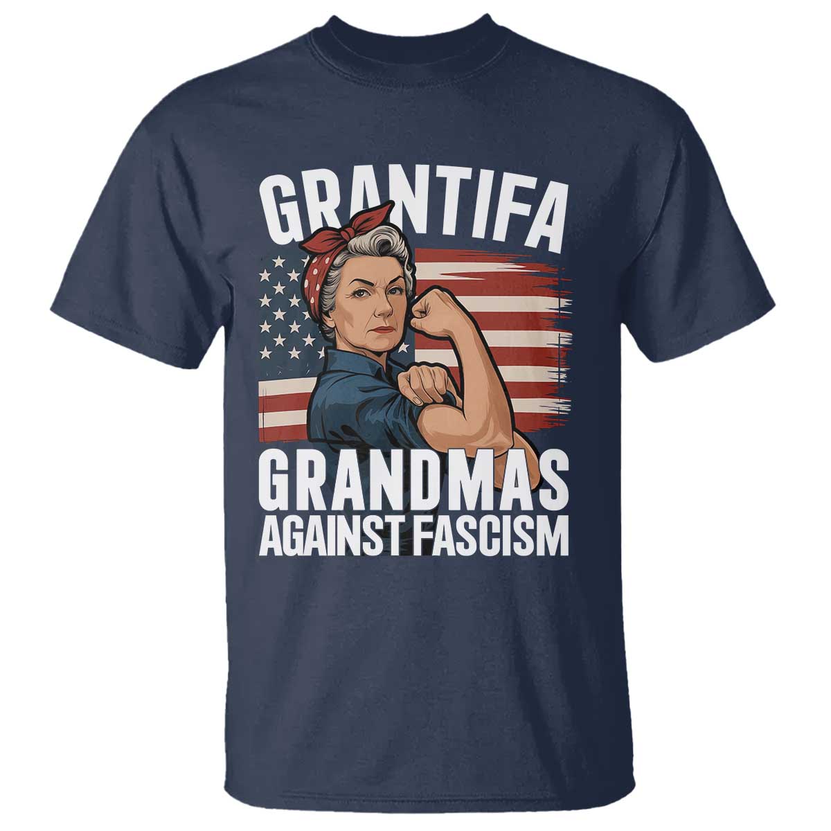 Patriotic Grantifa T Shirt Grandmas Against Fascism Protest American Flag - Wonder Print Shop
