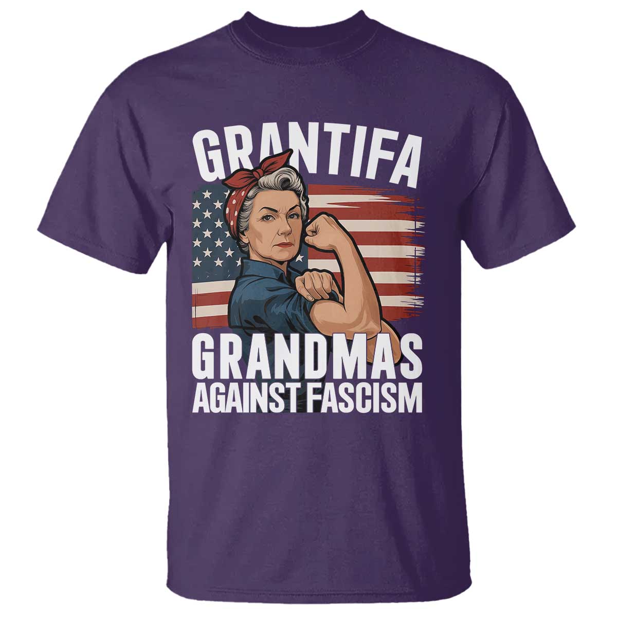 Patriotic Grantifa T Shirt Grandmas Against Fascism Protest American Flag - Wonder Print Shop