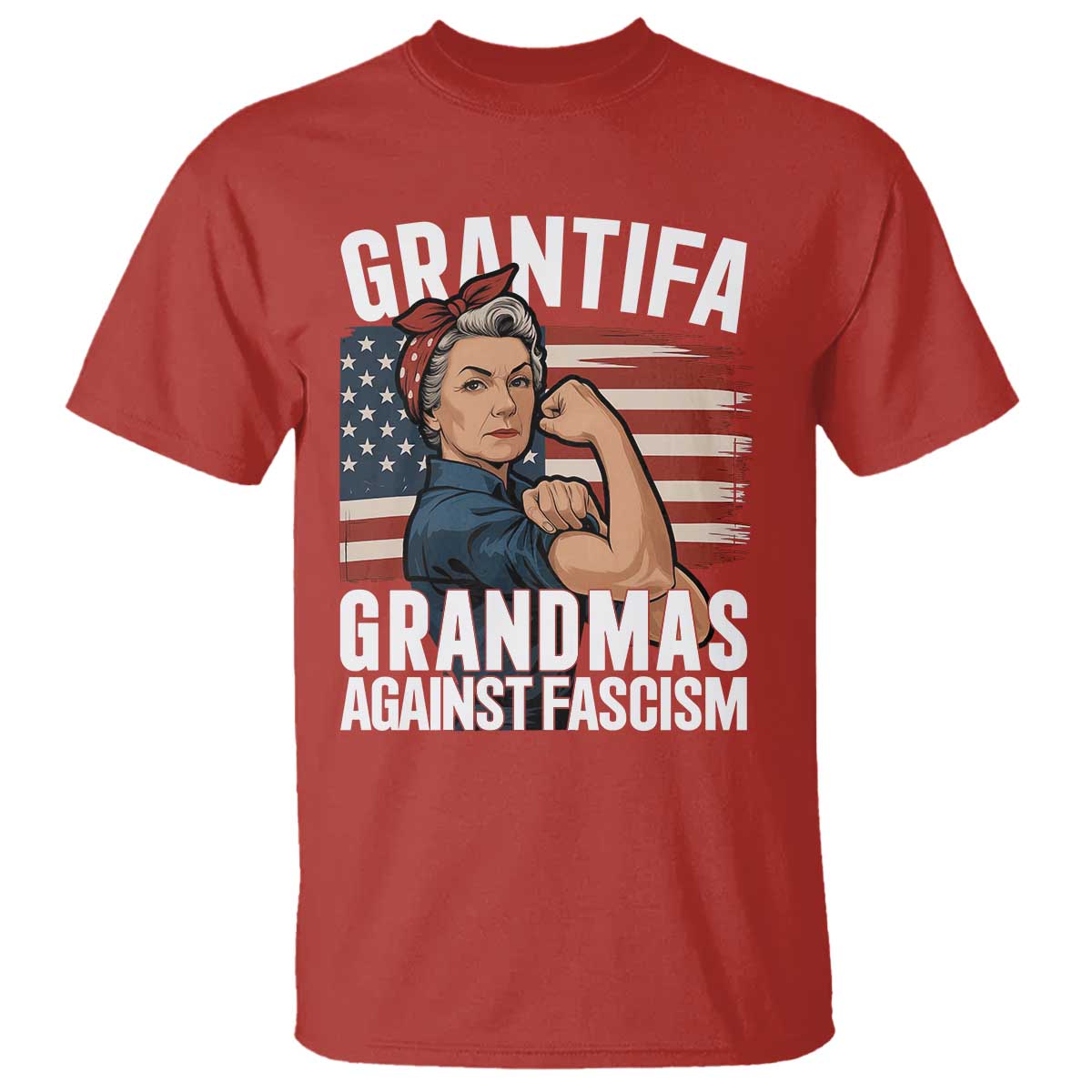 Patriotic Grantifa T Shirt Grandmas Against Fascism Protest American Flag - Wonder Print Shop
