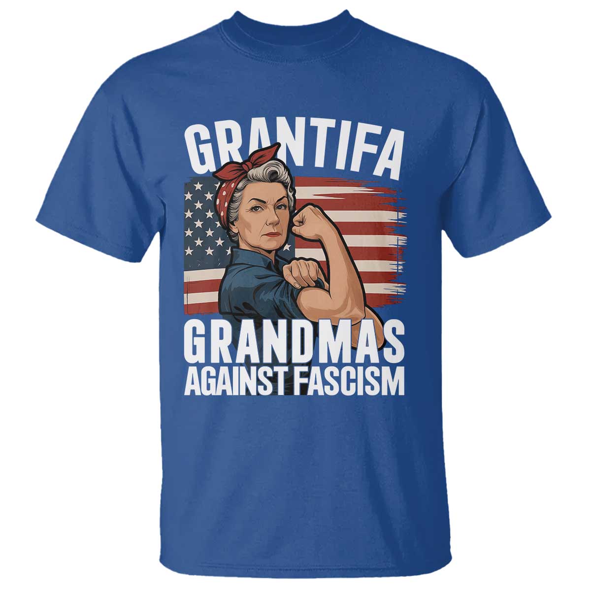Patriotic Grantifa T Shirt Grandmas Against Fascism Protest American Flag - Wonder Print Shop