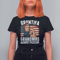 Patriotic Grantifa T Shirt For Women Grandmas Against Fascism Protest American Flag - Wonder Print Shop