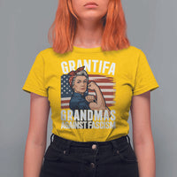 Patriotic Grantifa T Shirt For Women Grandmas Against Fascism Protest American Flag - Wonder Print Shop