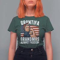 Patriotic Grantifa T Shirt For Women Grandmas Against Fascism Protest American Flag - Wonder Print Shop