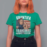 Patriotic Grantifa T Shirt For Women Grandmas Against Fascism Protest American Flag - Wonder Print Shop