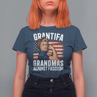 Patriotic Grantifa T Shirt For Women Grandmas Against Fascism Protest American Flag - Wonder Print Shop