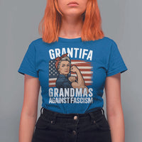 Patriotic Grantifa T Shirt For Women Grandmas Against Fascism Protest American Flag - Wonder Print Shop