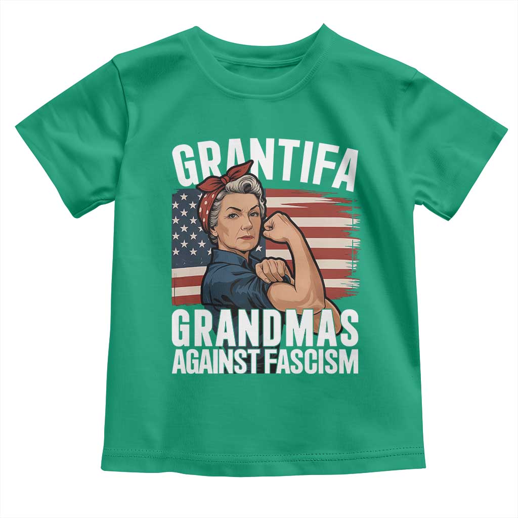 Patriotic Grantifa Toddler T Shirt Grandmas Against Fascism Protest American Flag - Wonder Print Shop