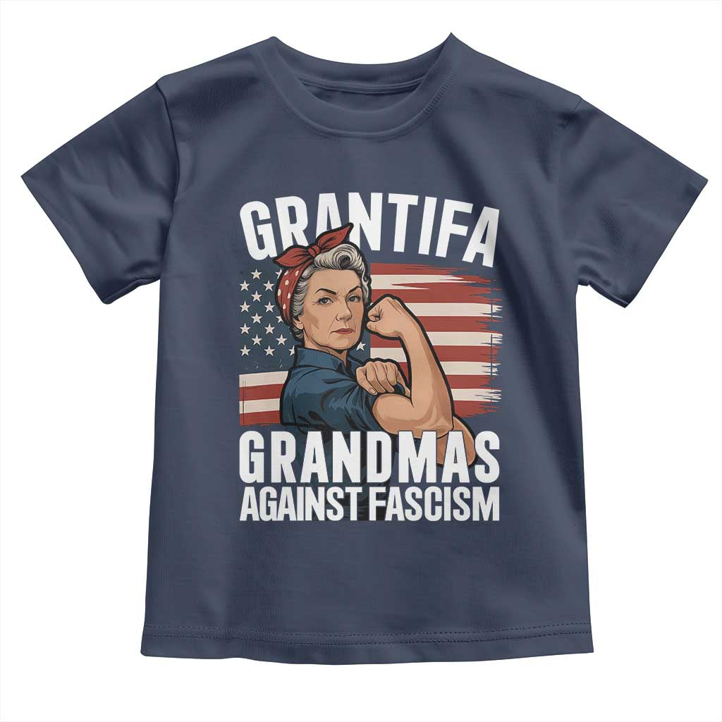 Patriotic Grantifa Toddler T Shirt Grandmas Against Fascism Protest American Flag - Wonder Print Shop