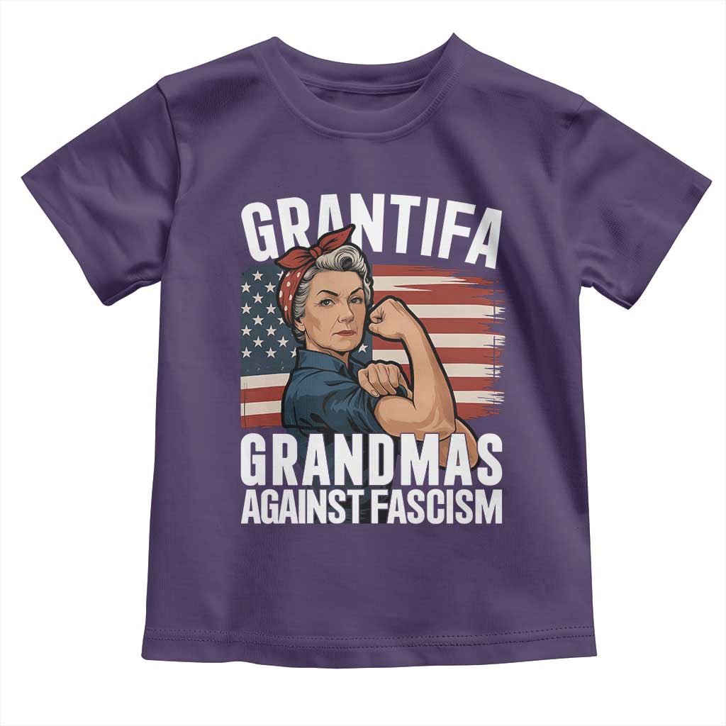 Patriotic Grantifa Toddler T Shirt Grandmas Against Fascism Protest American Flag - Wonder Print Shop