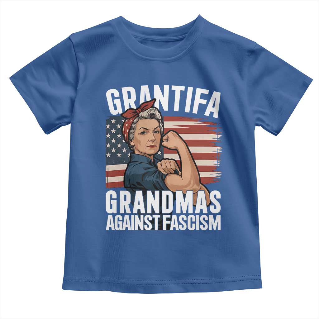 Patriotic Grantifa Toddler T Shirt Grandmas Against Fascism Protest American Flag - Wonder Print Shop