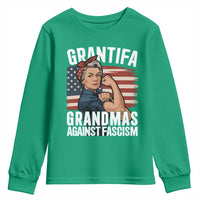 Patriotic Grantifa Youth Sweatshirt Grandmas Against Fascism Protest American Flag - Wonder Print Shop