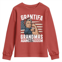 Patriotic Grantifa Youth Sweatshirt Grandmas Against Fascism Protest American Flag - Wonder Print Shop