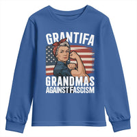 Patriotic Grantifa Youth Sweatshirt Grandmas Against Fascism Protest American Flag - Wonder Print Shop