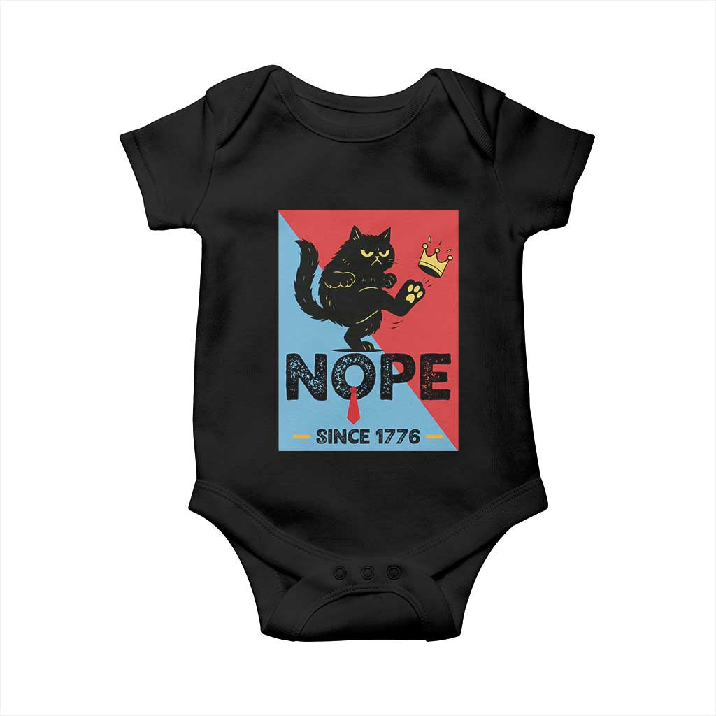 Nope Since 1776 Sarcastic Black Cat Baby Onesie Funny No Kings In America Patriotic Protest - Wonder Print Shop