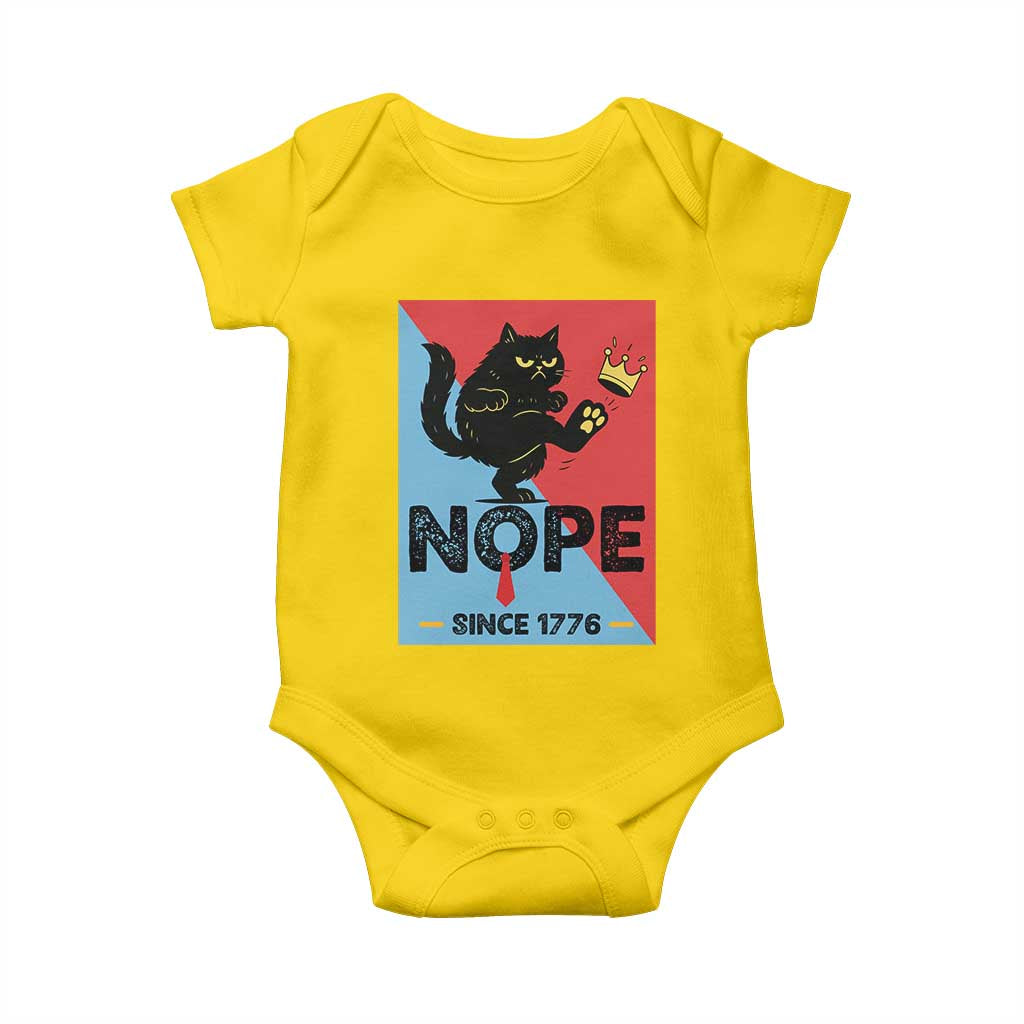 Nope Since 1776 Sarcastic Black Cat Baby Onesie Funny No Kings In America Patriotic Protest - Wonder Print Shop