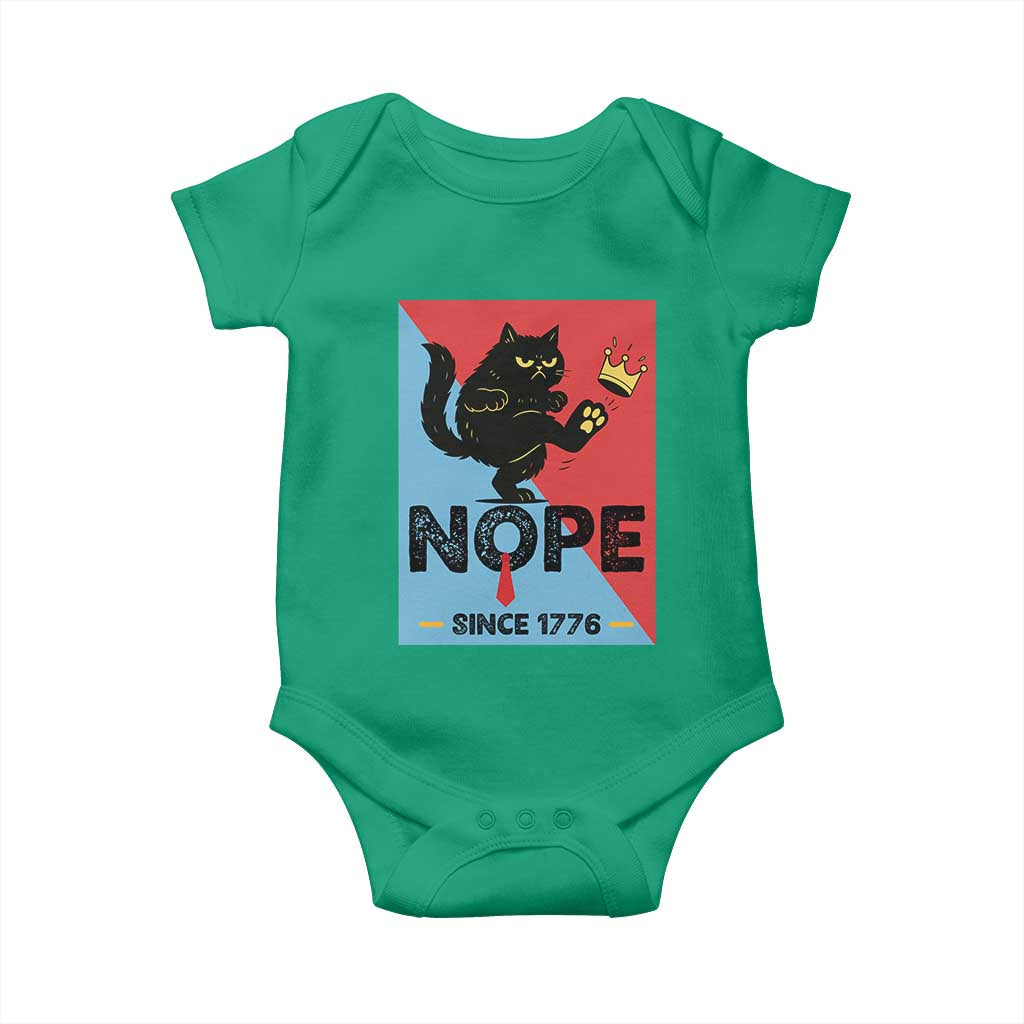 Nope Since 1776 Sarcastic Black Cat Baby Onesie Funny No Kings In America Patriotic Protest - Wonder Print Shop