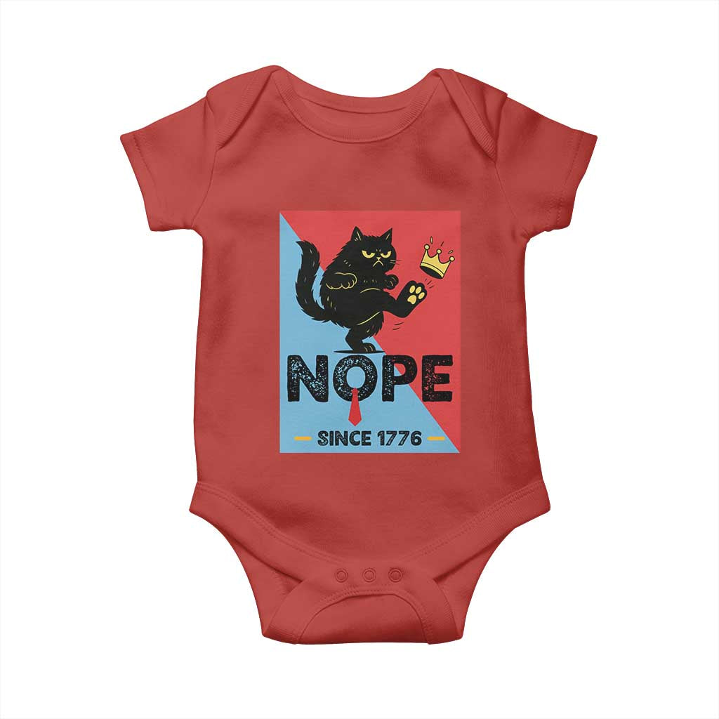 Nope Since 1776 Sarcastic Black Cat Baby Onesie Funny No Kings In America Patriotic Protest - Wonder Print Shop