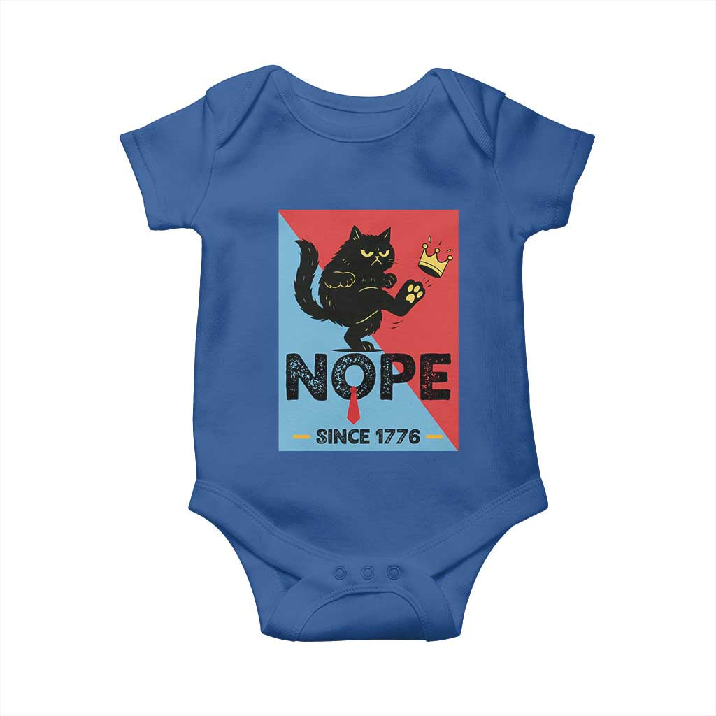 Nope Since 1776 Sarcastic Black Cat Baby Onesie Funny No Kings In America Patriotic Protest - Wonder Print Shop