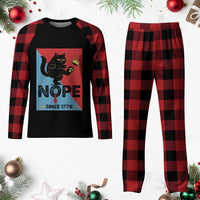 Nope Since 1776 Sarcastic Black Cat Plaid Pajama Set Funny No Kings In America Patriotic Protest - Wonder Print Shop