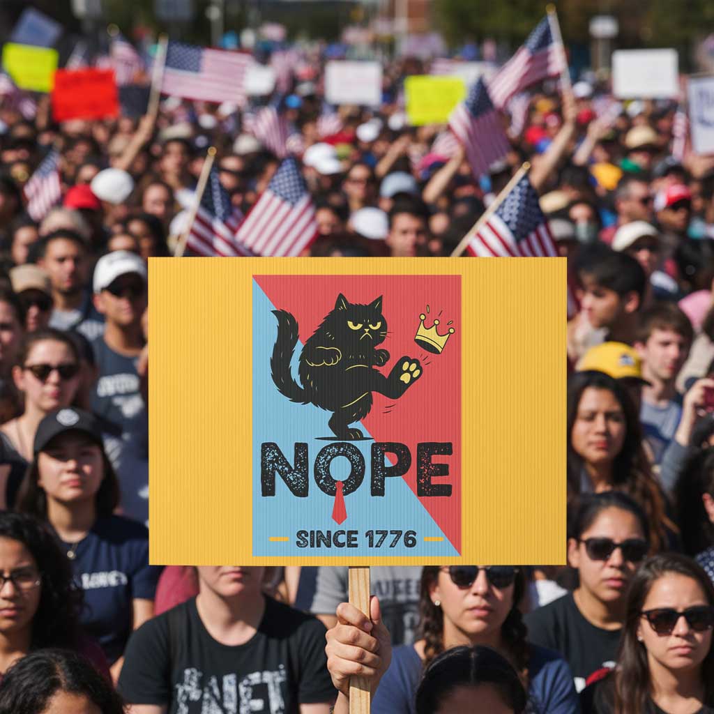 Nope Since 1776 Sarcastic Black Cat Protest Sign Funny No Kings In America Patriotic Protest - Wonder Print Shop