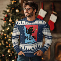 Nope Since 1776 Sarcastic Black Cat Ugly Christmas Sweater Funny No Kings In America Patriotic Protest - Wonder Print Shop