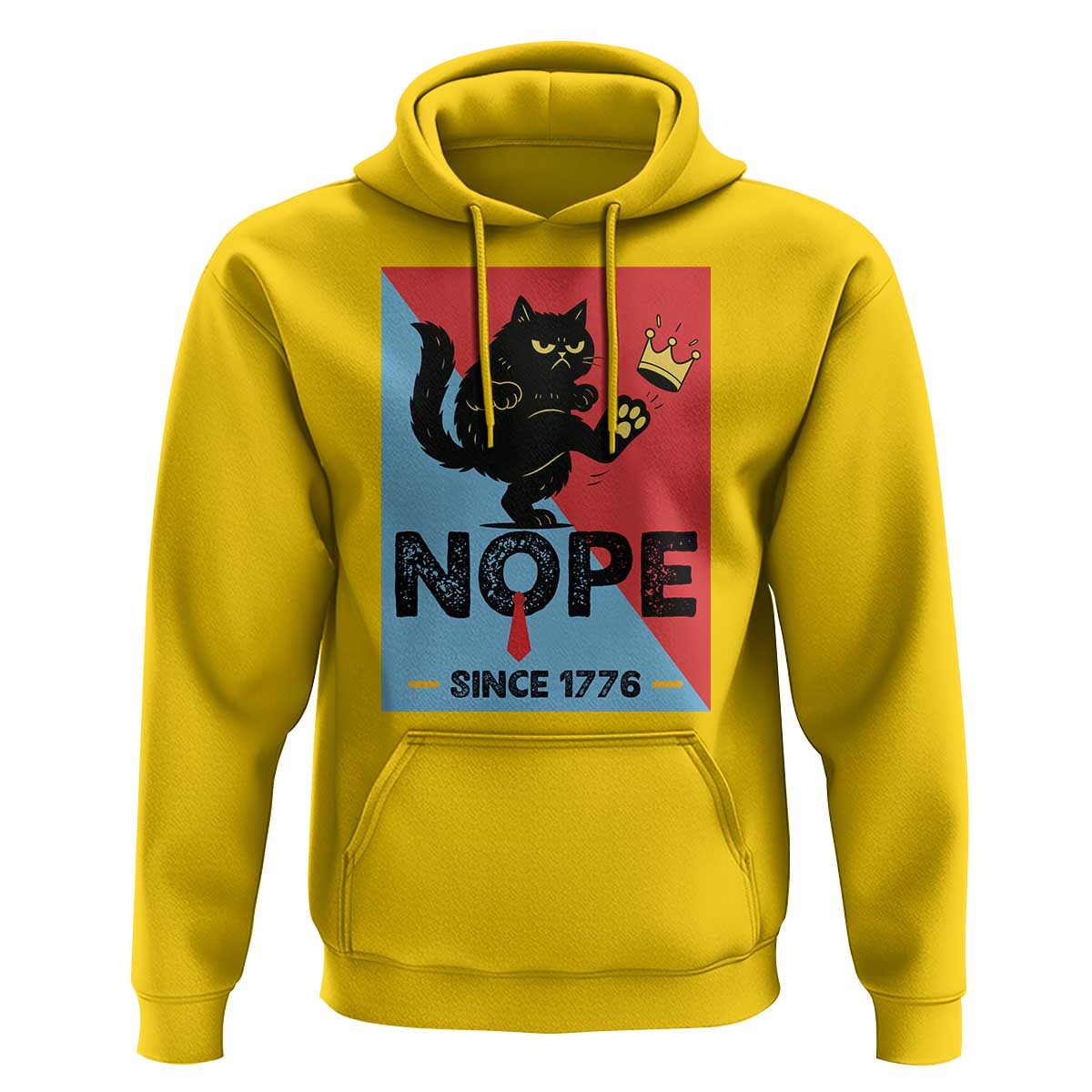 Nope Since 1776 Sarcastic Black Cat Hoodie Funny No Kings In America Patriotic Protest - Wonder Print Shop
