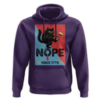 Nope Since 1776 Sarcastic Black Cat Hoodie Funny No Kings In America Patriotic Protest - Wonder Print Shop