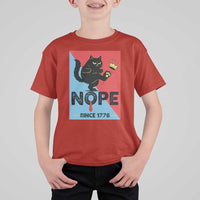 Nope Since 1776 Sarcastic Black Cat T Shirt For Kid Funny No Kings In America Patriotic Protest - Wonder Print Shop