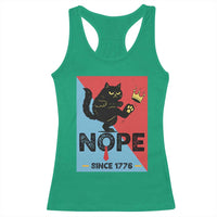 Nope Since 1776 Sarcastic Black Cat Racerback Tank Top Funny No Kings In America Patriotic Protest - Wonder Print Shop