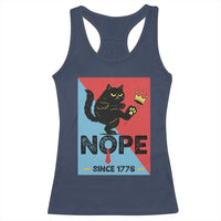 Nope Since 1776 Sarcastic Black Cat Racerback Tank Top Funny No Kings In America Patriotic Protest - Wonder Print Shop