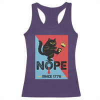 Nope Since 1776 Sarcastic Black Cat Racerback Tank Top Funny No Kings In America Patriotic Protest - Wonder Print Shop