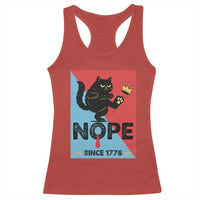 Nope Since 1776 Sarcastic Black Cat Racerback Tank Top Funny No Kings In America Patriotic Protest - Wonder Print Shop