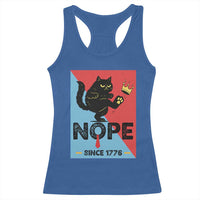 Nope Since 1776 Sarcastic Black Cat Racerback Tank Top Funny No Kings In America Patriotic Protest - Wonder Print Shop