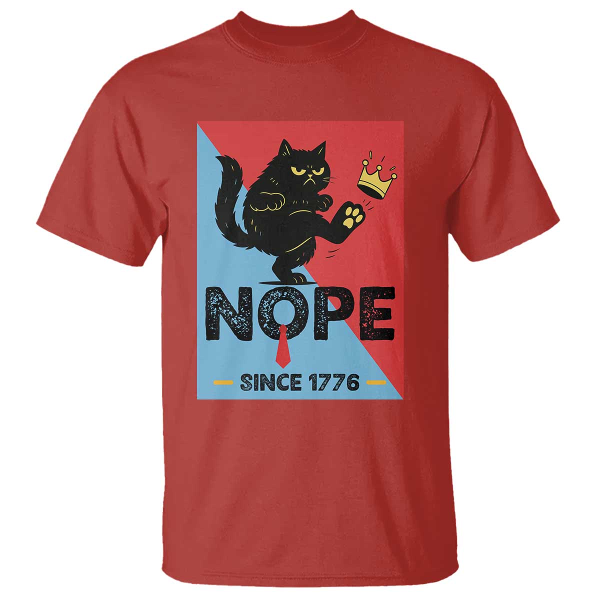 Nope Since 1776 Sarcastic Black Cat T Shirt Funny No Kings In America Patriotic Protest - Wonder Print Shop