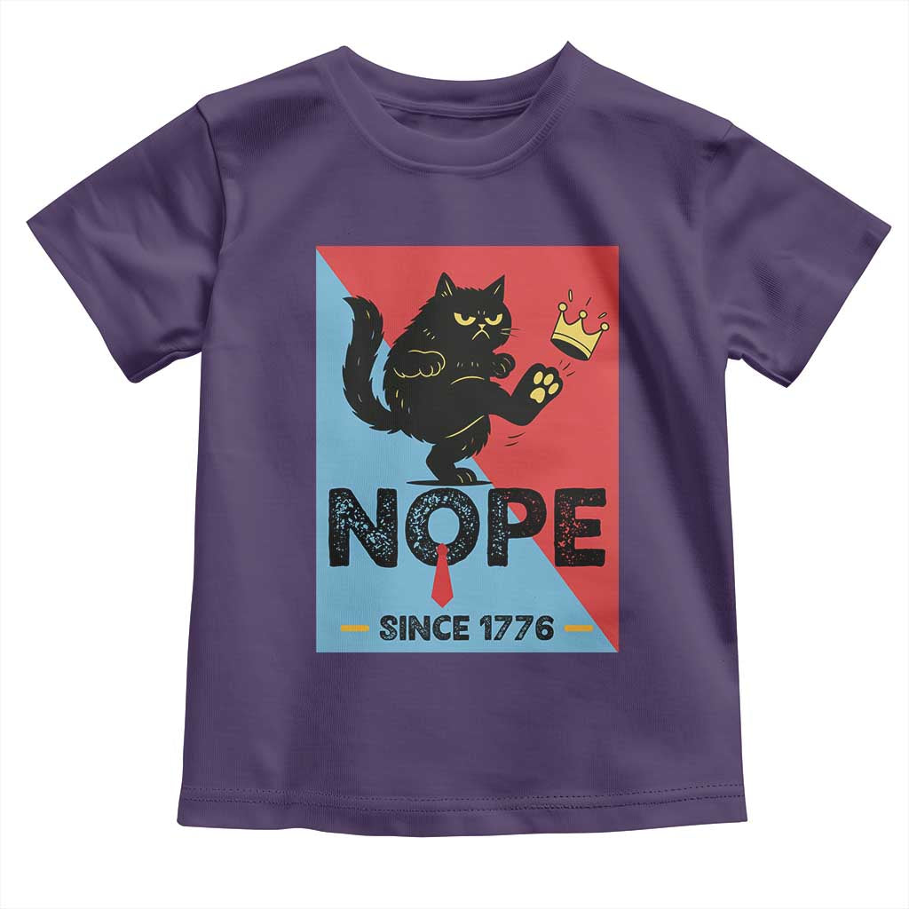 Nope Since 1776 Sarcastic Black Cat Toddler T Shirt Funny No Kings In America Patriotic Protest - Wonder Print Shop