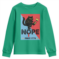 Nope Since 1776 Sarcastic Black Cat Youth Sweatshirt Funny No Kings In America Patriotic Protest - Wonder Print Shop