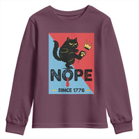 Nope Since 1776 Sarcastic Black Cat Youth Sweatshirt Funny No Kings In America Patriotic Protest - Wonder Print Shop