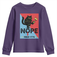 Nope Since 1776 Sarcastic Black Cat Youth Sweatshirt Funny No Kings In America Patriotic Protest - Wonder Print Shop