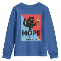 Nope Since 1776 Sarcastic Black Cat Youth Sweatshirt Funny No Kings In America Patriotic Protest - Wonder Print Shop