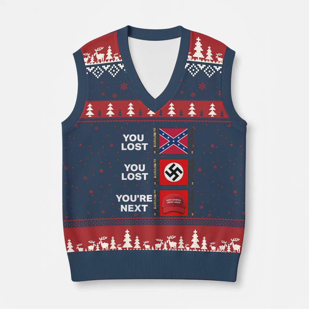 Resist Political Protest V-Neck Knit Sweater Vest History Anti Hate Extremism Authoritarianism - Wonder Print Shop