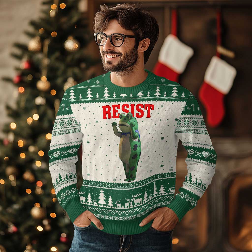 Funny Inflatable Portland Frog Resist Ugly Christmas Sweater Freedom Protest - Wonder Print Shop