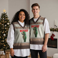 Funny Inflatable Portland Frog Resist V-Neck Knit Sweater Vest Freedom Protest - Wonder Print Shop