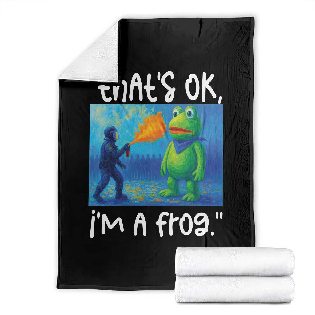 Funny Portland Frog Protest Throw Blanket Thats OK Im A Frog Pepper Spray - Wonder Print Shop