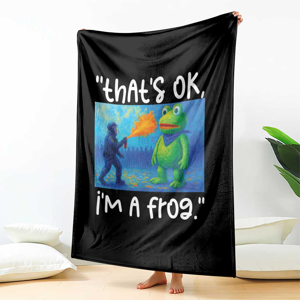 Funny Portland Frog Protest Throw Blanket Thats OK Im A Frog Pepper Spray - Wonder Print Shop