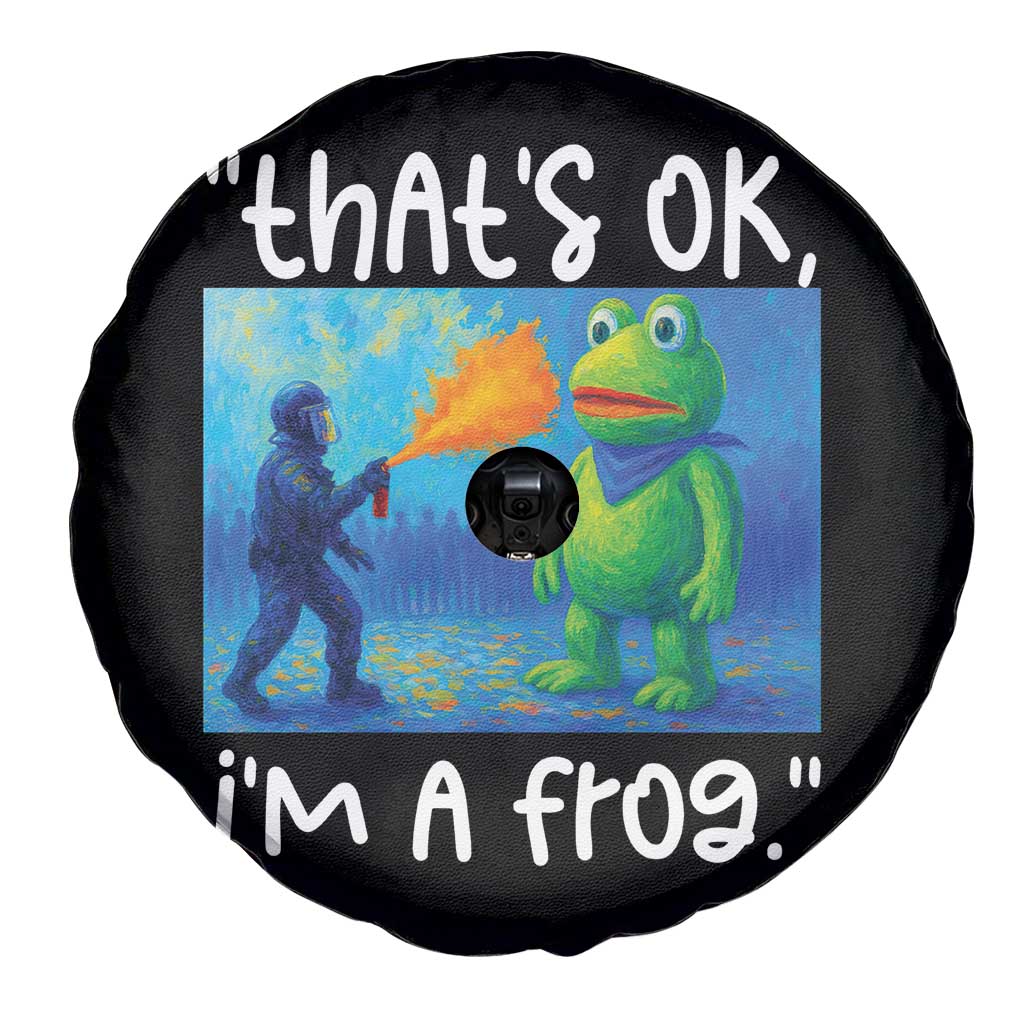 Funny Portland Frog Protest Spare Tire Cover Thats OK Im A Frog Pepper Spray - Wonder Print Shop