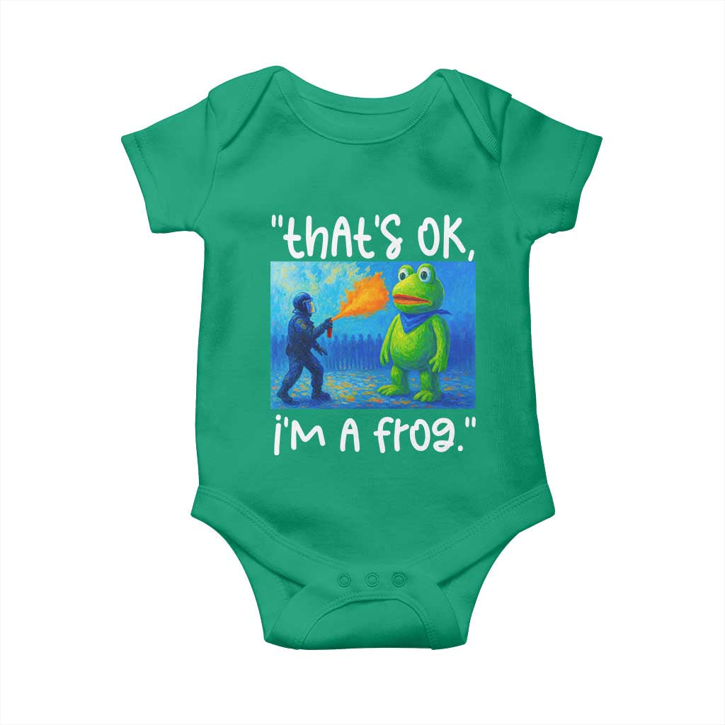 Funny Portland Frog Protest Baby Onesie Thats OK Im A Frog Pepper Spray - Wonder Print Shop
