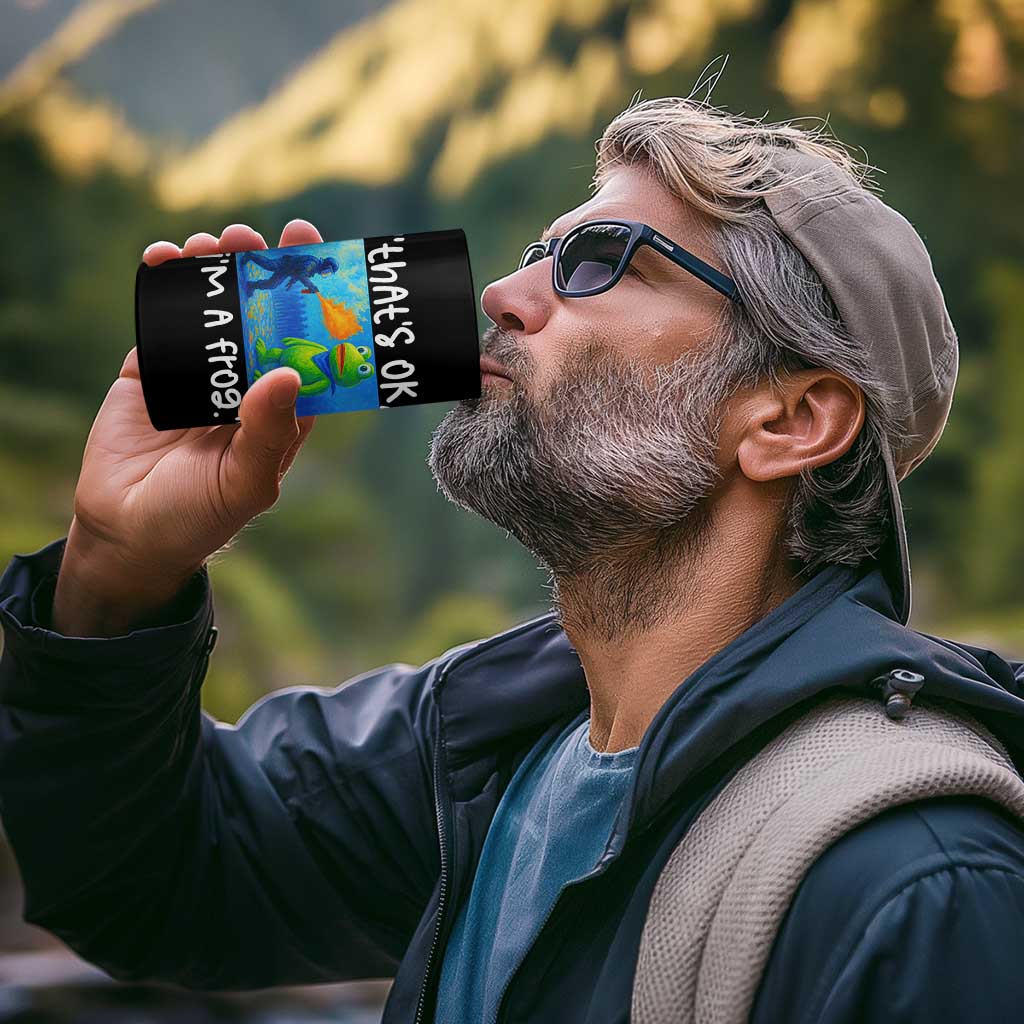 Funny Portland Frog Protest 4 in 1 Can Cooler Tumbler Thats OK Im A Frog Pepper Spray - Wonder Print Shop