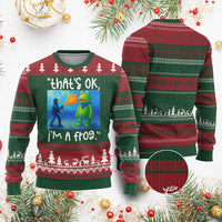 Funny Portland Frog Protest Ugly Christmas Sweater Thats OK Im A Frog Pepper Spray - Wonder Print Shop