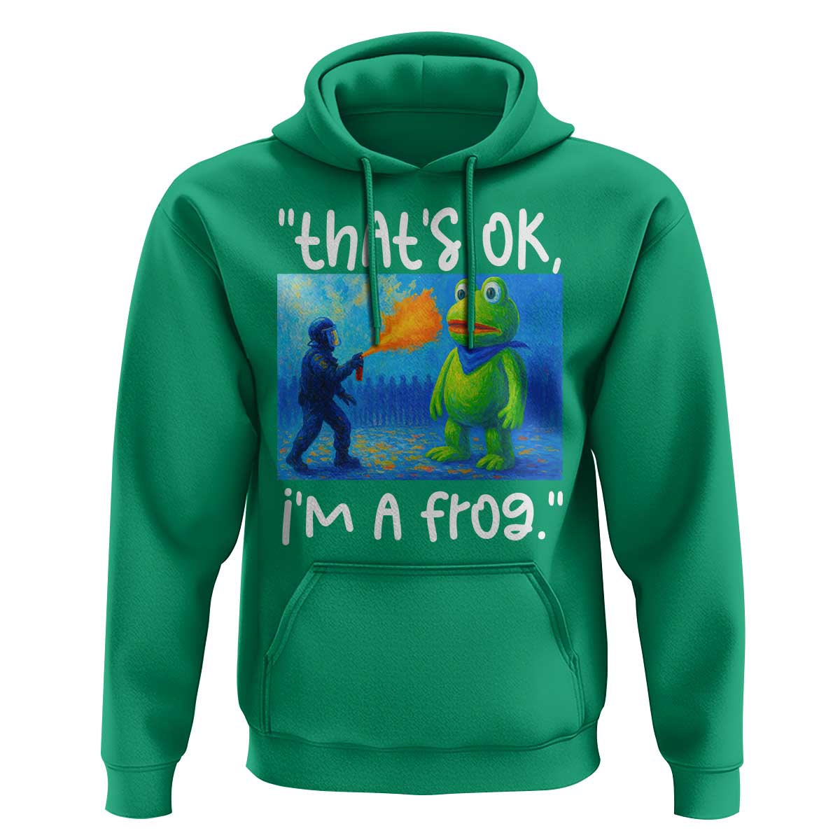 Funny Portland Frog Protest Hoodie Thats OK Im A Frog Pepper Spray - Wonder Print Shop