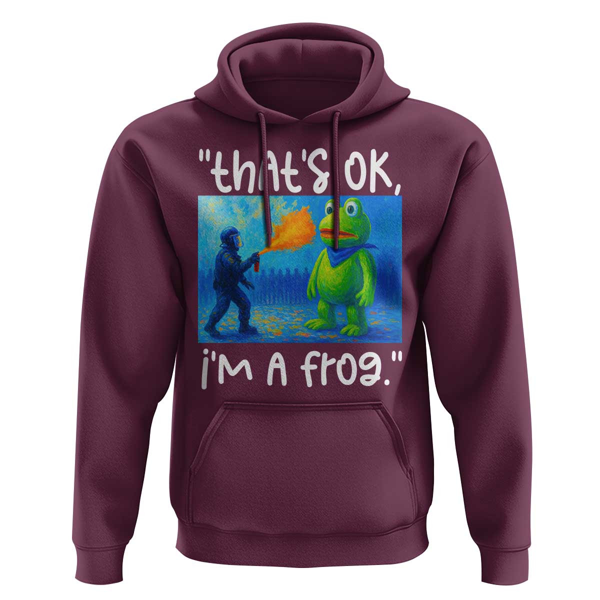 Funny Portland Frog Protest Hoodie Thats OK Im A Frog Pepper Spray - Wonder Print Shop